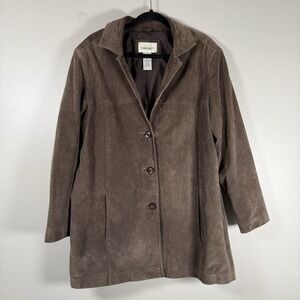 Cherokee leather jacket womens 18W brown Vintage Y2K button up